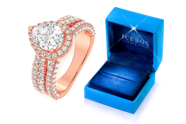 1.50ct Pear Solitaire - Three Row - Diamond Engagement Ring - All Natural