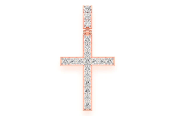 Miracle Set Cross Diamond Pendant 14k Solid Gold 0.75ctw