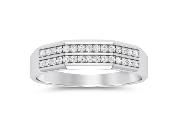 Two Row Diamond Band 14k Solid Gold 0.15ctw