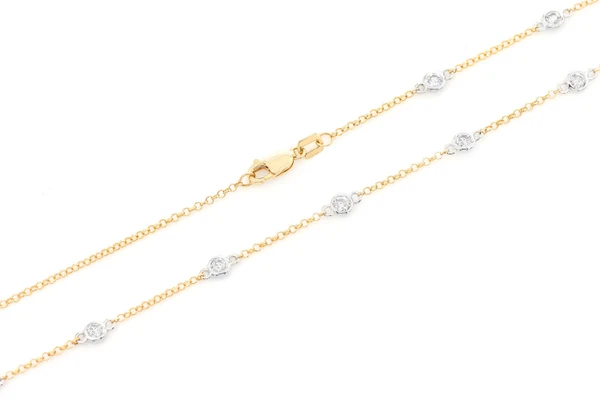Eternity Round Bezel Set Diamond Necklace 14k Solid Gold 1.00ctw
