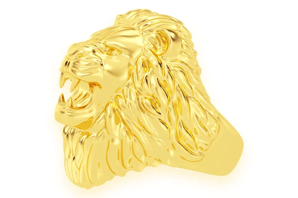 Plain Lion Head Ring 14k Solid Gold 