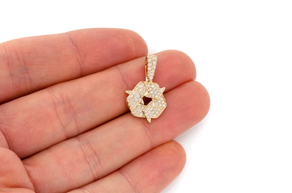 Recycle Symbol Diamond Pendant 14k Solid Gold 0.55ctw