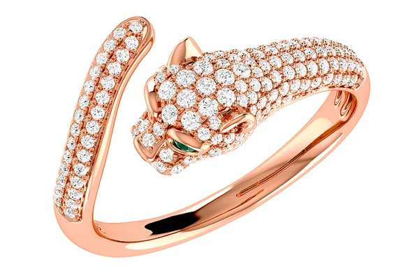 Panther Wrap Diamond Ring 0.40ctw 14k Solid Gold