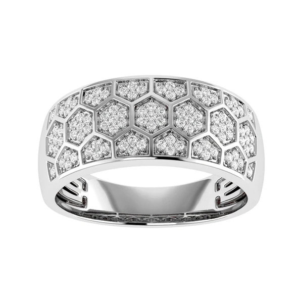 Honeycomb Diamond Band Ring 0.25ctw 14k Solid Gold