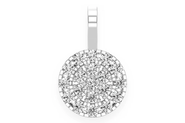 Round Two Tier Halo Diamond Pendant 14k Solid Gold 1.15ctw