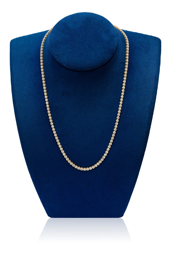 10pt Crown Set Diamond Tennis Necklace 14k Solid Gold 12.50ctw