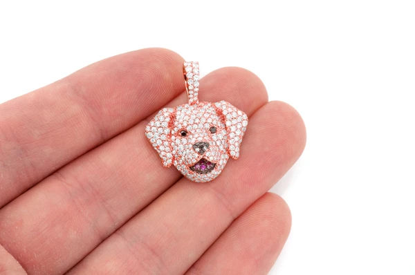 Labrador Retriever Diamond Pendant 14k Solid Gold 2.50ctw