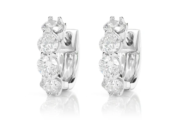 20pt Diamond Hoop Earrings 14k Solid Gold 1.60ctw