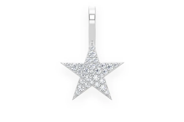Five Point Star Diamond Pendant 14k Solid Gold .20ctw