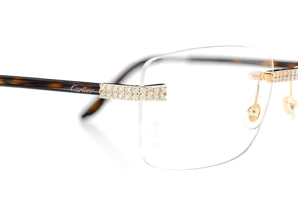 Cartier Glasses Iced Out Diamonds Rimless - 2.00ctw - Yellow Gold