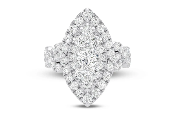 3.40ctw - Marquise Cluster Twisted Shank - Diamond Engagement Ring - All Natural