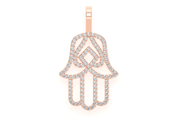 Hamsa Silhouette Diamond Pendant 14k Solid Gold 1.00ctw