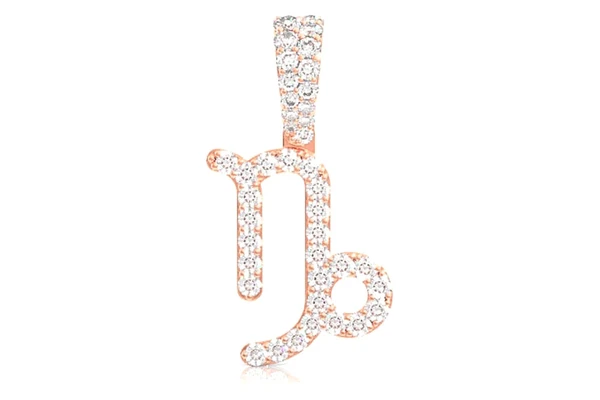 Capricorn Zodiac Diamond Pendant 14k Solid Gold 0.75ctw