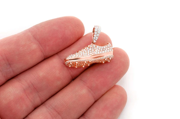 Soccer Futbol Cleat Diamond Pendant 14k Solid Gold 1.33ctw