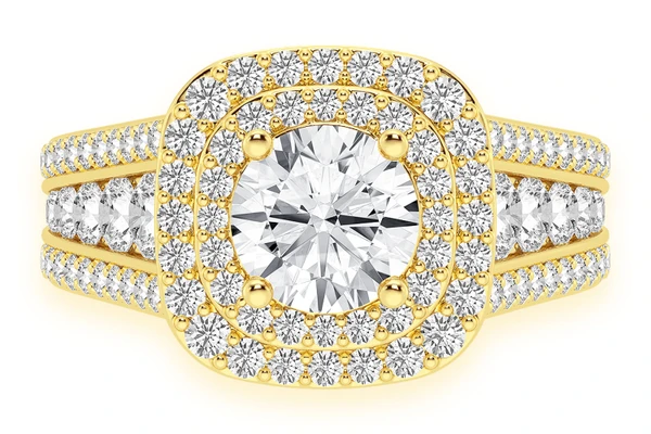 1.00ct Round Solitaire - Double Halo - Diamond Engagement Ring - All Natural