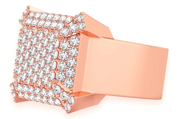 Emerald Shape Signet Diamond Ring 14k Solid Gold 2.30ctw