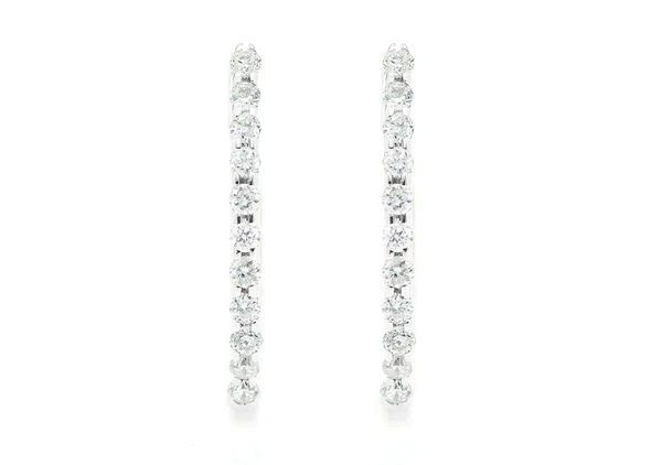 Oval Half Huggie Hoop Diamond Earrings 14k Solid Gold 0.10ctw