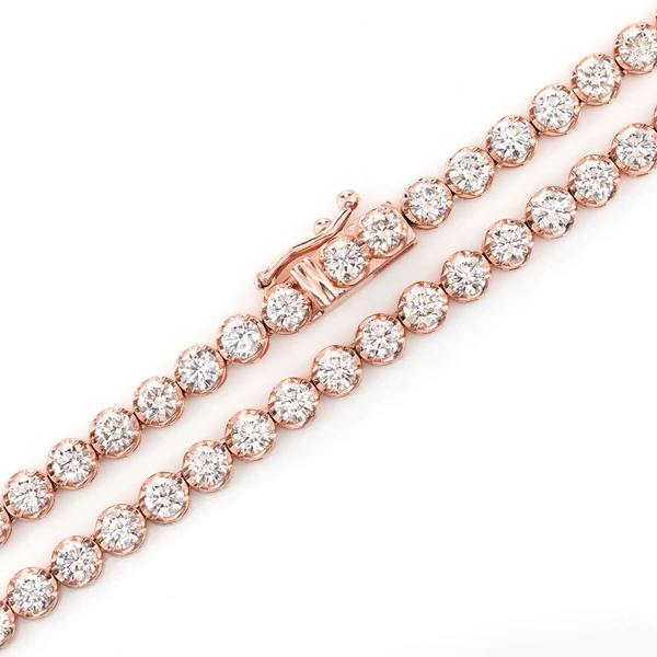 13pt Crown Set Diamond Tennis Necklace 14k Solid Gold 16.00ctw 