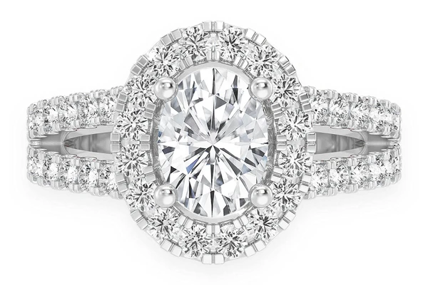 Sphinx - 1.00ct Oval Solitaire - Halo Split Shank - Diamond Engagement Ring - All Natural Vs Diamonds