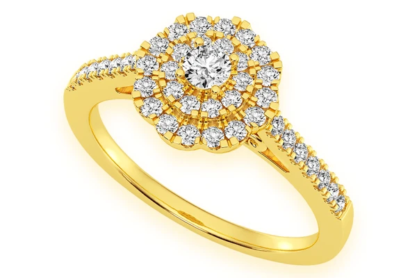 0.50ctw Single Band Flower Diamond Engagement Ring - All Natural