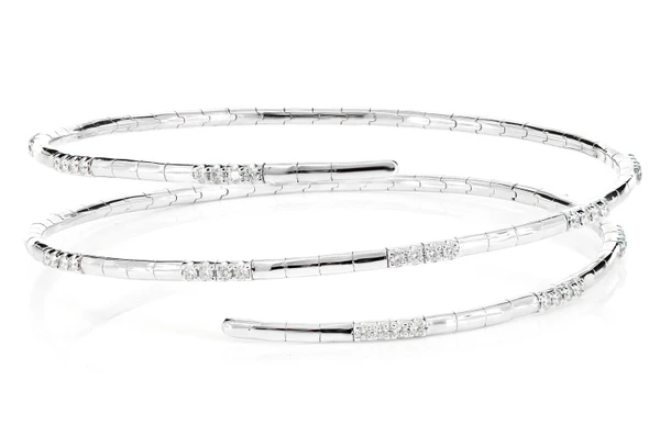 Wrap Flex Diamond Bangle Bracelet 14k Solid Gold 0.60ctw