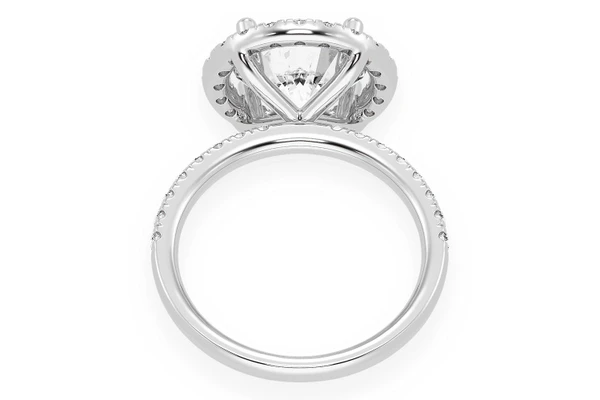 Thav - 3.00ct Round Solitaire - Scallop Halo One Row - Diamond Engagement Ring - All Natural Vs Diamonds