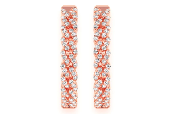 Miami Cuban Link Hoop Diamond Earrings 14k Solid Gold 0.50ctw