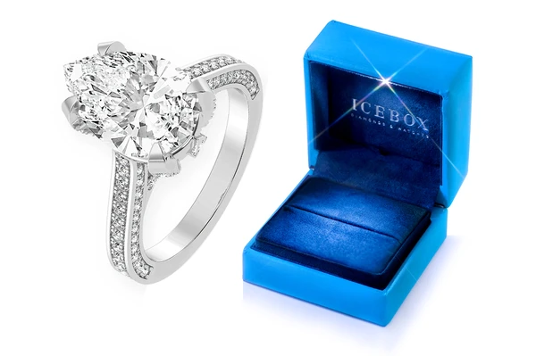 Chant - 3.00ct Pear Shape Solitaire - Deluxe One Row Scallop - Diamond Engagement Ring - Natural Diamonds