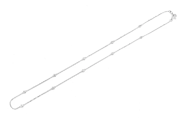Round Bezel Set Diamond Necklace Connected 14k Solid Gold 0.35ctw