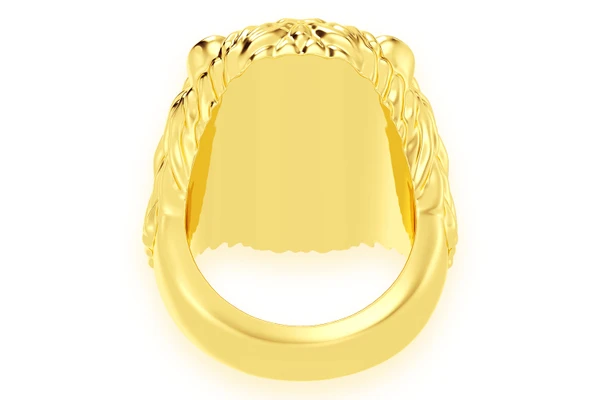 Plain Lion Head Ring 14k Solid Gold 