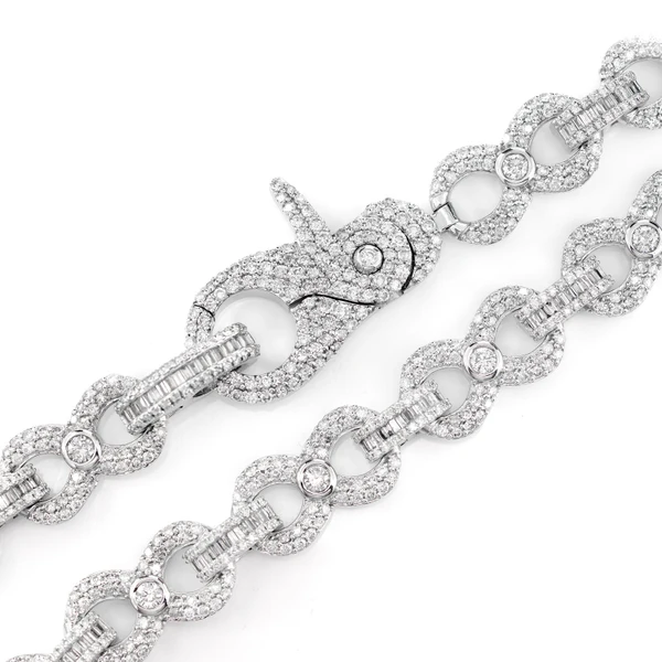 Bezel Infinity Diamond Link Necklace 14k Solid Gold 20.60ctw