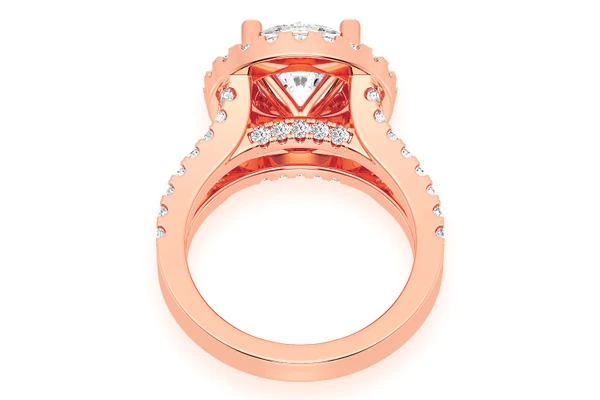 3.00ct Round Solitaire - Two Row Split - Diamond Engagement Ring - All Natural Vs Diamonds