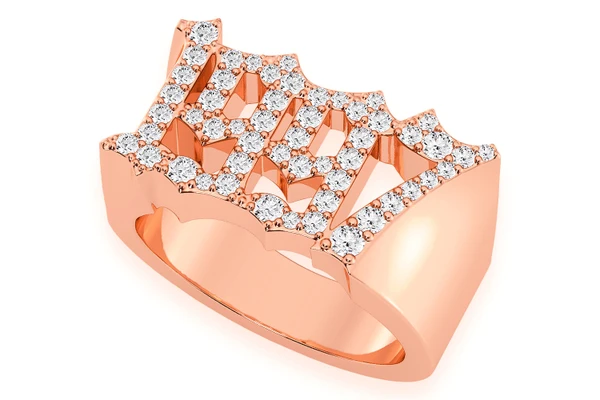 Custom Date Of Birth Diamond Ring 14k Solid Gold 0.60ctw