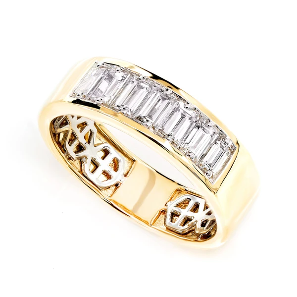 Diamond Baguette Channel Set Band Ring 14k Solid Gold 0.75ctw