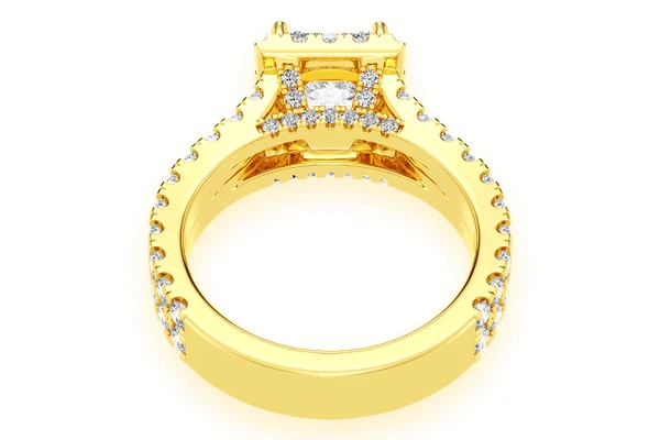 Sphinx - 1.00ct Princess Solitaire - Two Row Split Scallop - Diamond Engagement Ring - All Natural Vs Diamonds