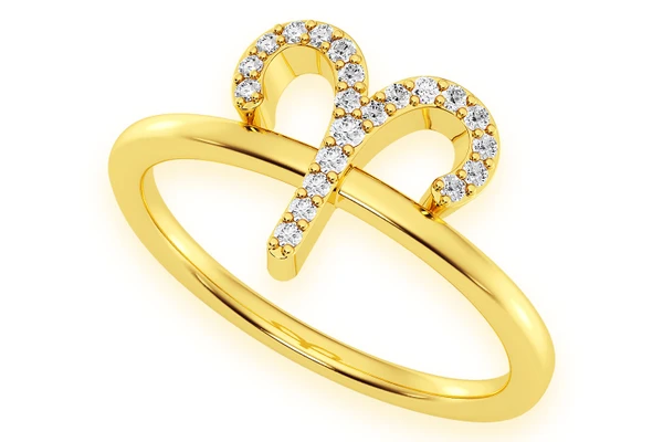 Aries Zodiac Diamond Ring 14k Solid Gold 0.10ctw