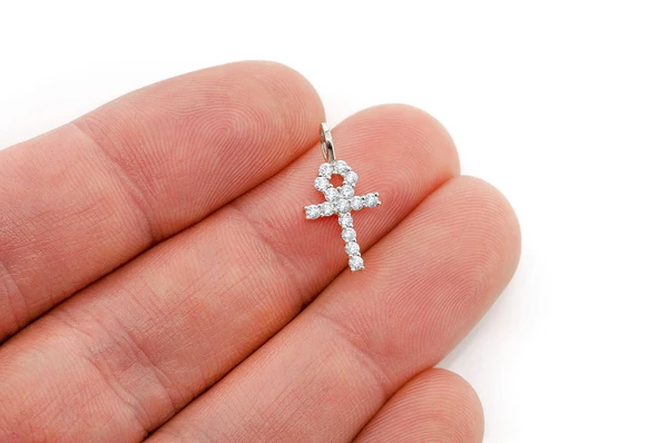 Ankh Diamond Pendant 14k Solid Gold 0.25ctw