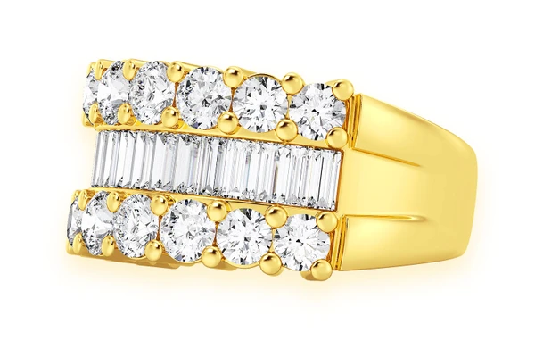 Round & Baguette Diamond Band 14k Solid Gold 4.40ctw