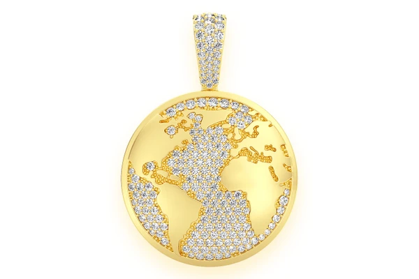 Globe Diamond Pendant 14k Solid Gold 1.25ctw