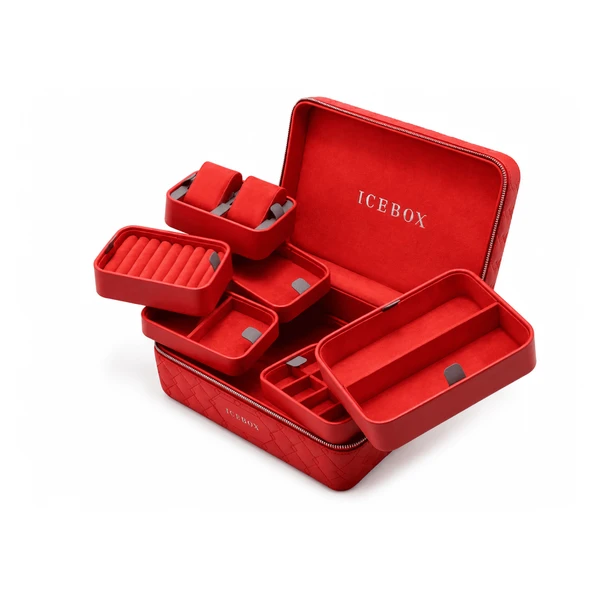 Icebox Leather World Traveler Jewelry Case - 2 Watches