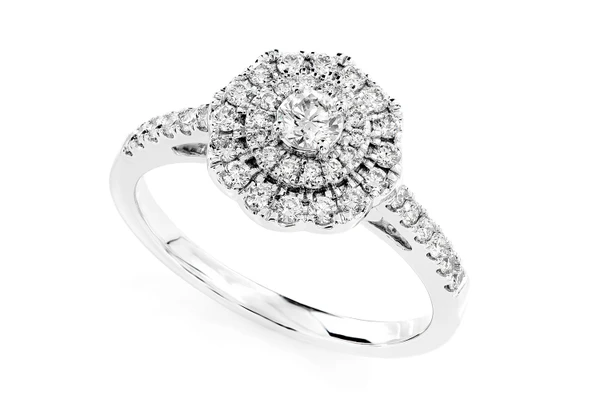 0.35ctw Bezel Center Triangle Side - Diamond Engagement Ring - All Natural 