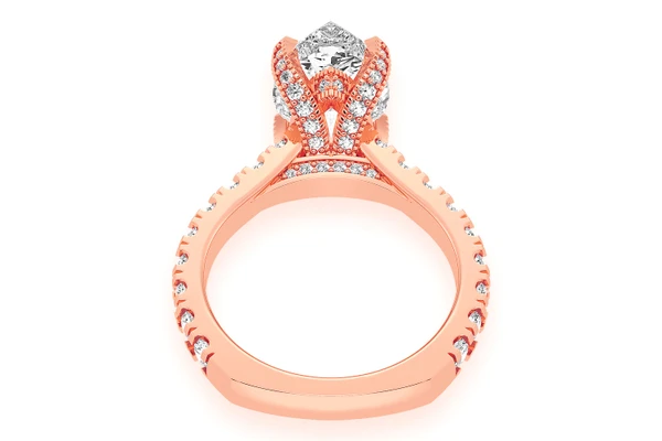 Thinn - 3.00ct Pear Solitaire - Single Row Scallop - Diamond Engagement Ring - All Natural