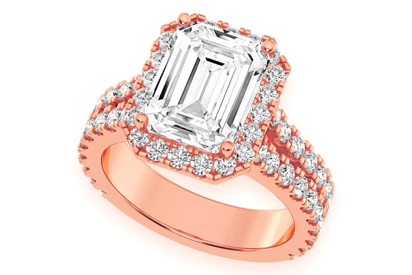 Sphinx - 3.00ct Emerald Solitaire - Split Shank Halo - Diamond Engagement Ring - All Natural
