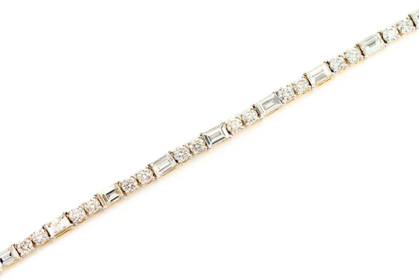 Baguette And Round Diamond Tennis Bracelet 14k Solid Gold 3.50ctw