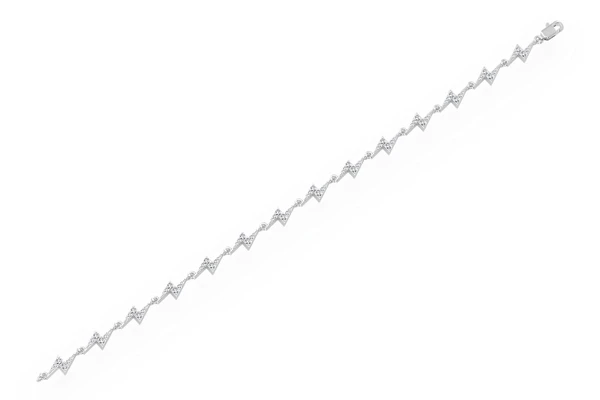 Lightning Bolt Eternity Diamond Bracelet 14k Solid Gold 1.25ctw