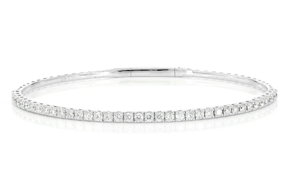 4pt Prong Set Diamond Tennis Bracelet Flex Bangle 1.50ctw 14k Solid Gold