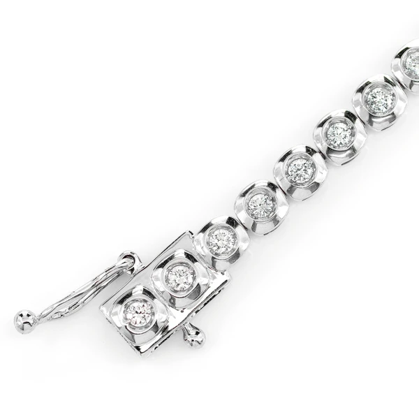Square Diamond Bezel Diamond Link Bracelet 14k Solid Gold 1.30ctw 