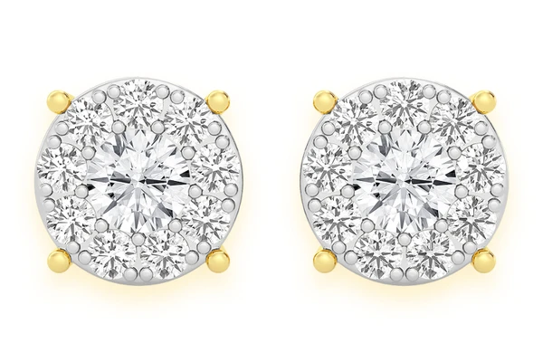 0.75ctw Mosaic Stud Diamond Earrings 14k Solid Gold 