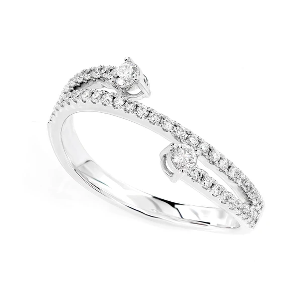 Three Row Split Band Ring 14k Solid Gold 0.25ctw