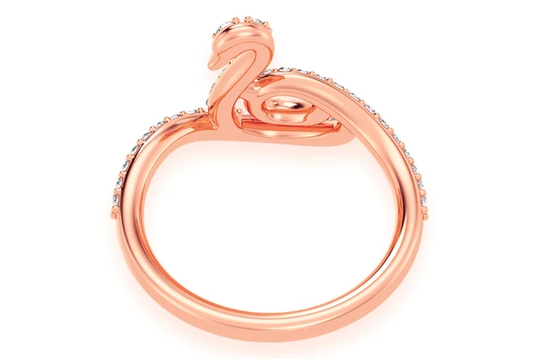 Full Body Swan Diamond Ring 14k Solid Gold 0.33ctw